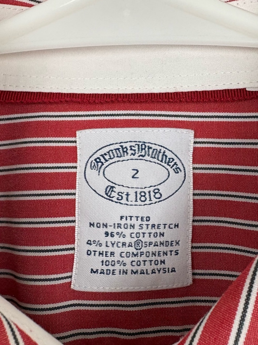 Brooks Brothers Red & White Striped Dress Shirt Size 2 Like New Classic Preppy - Picture 2 of 5
